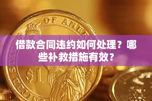武汉借款合同违约如何处理？哪些补救措施有效？